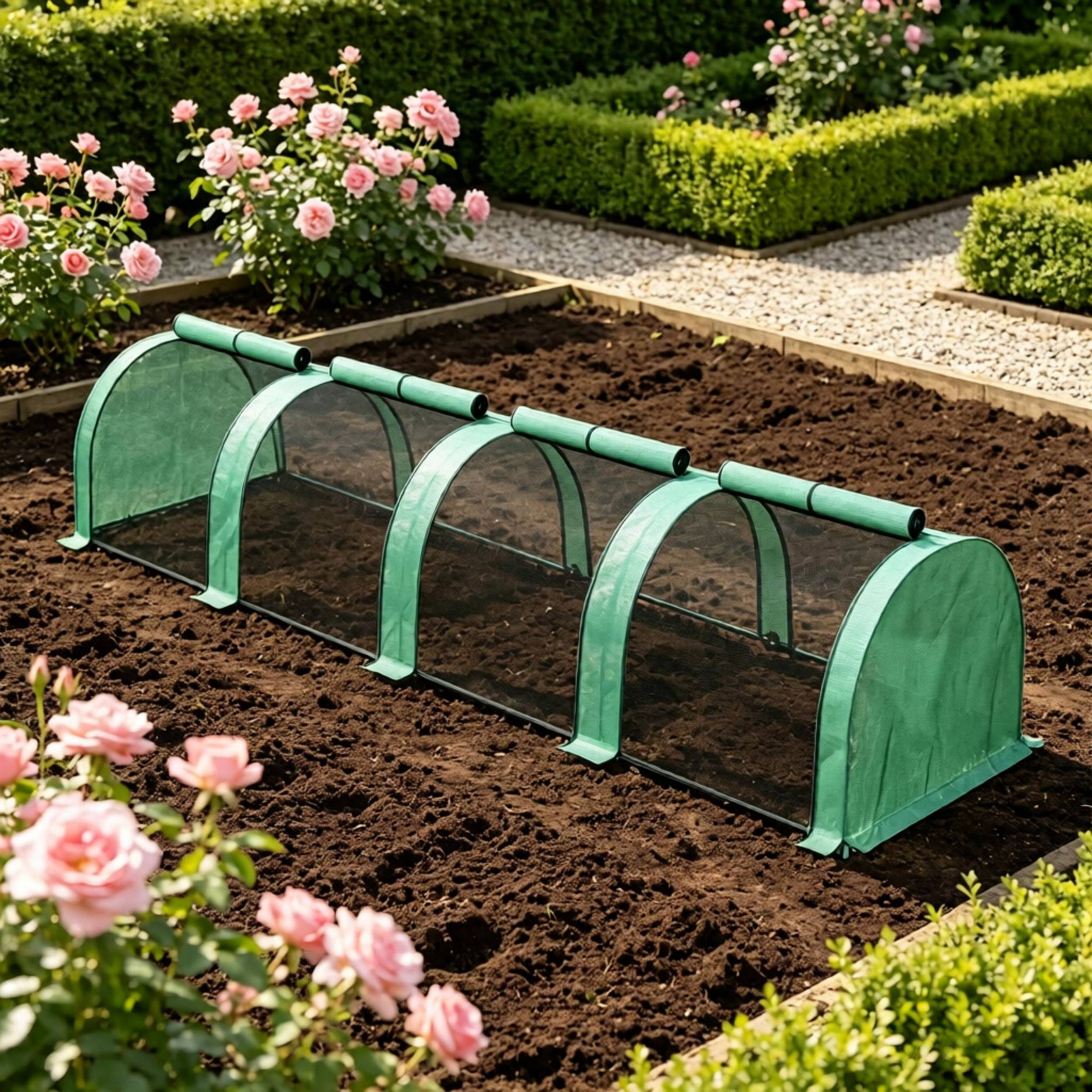 ComfortXL - Mini serre à tomates PE acier 140 g/m² 395 x 100 x 80 cm verte potager 4 portes zippées entretien facile - Image 2