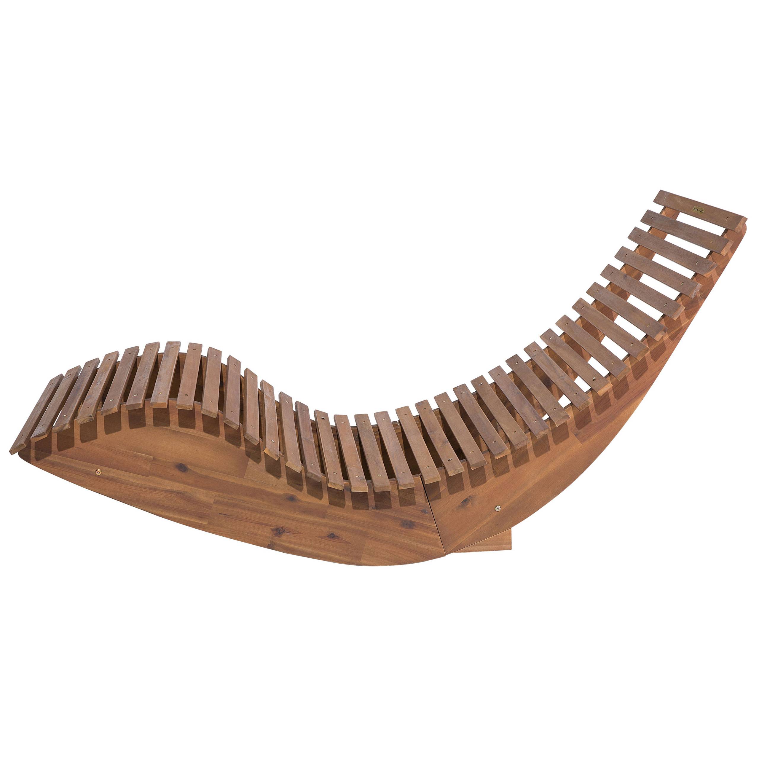 Beliani - Bain de Soleil Chaise Longue de Jardin en Bois d'Acacia avec Coussin Rouge Matières Résitantes et Fonction Bascule Design Moderne Beliani - Imagen 6