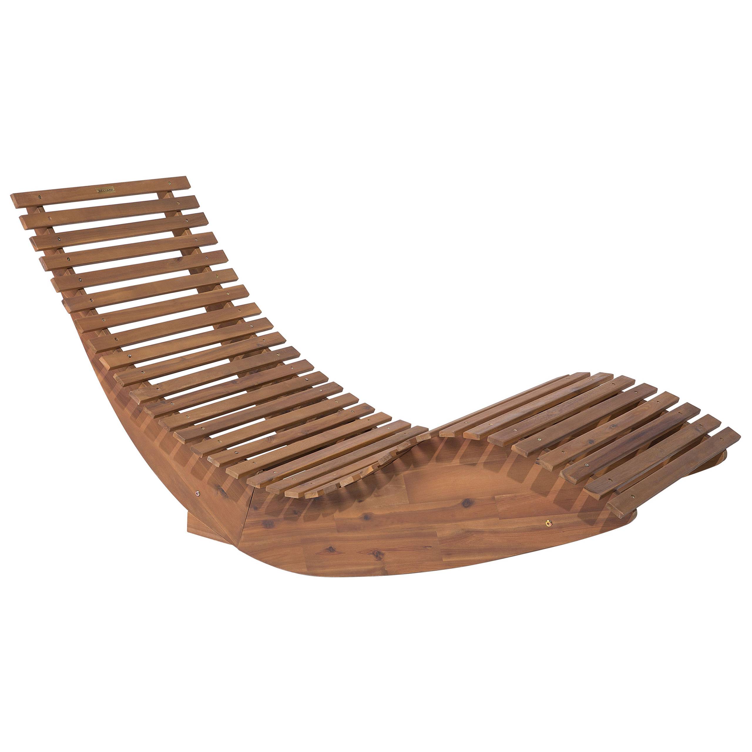 Beliani - Bain de Soleil Chaise Longue de Jardin en Bois d'Acacia avec Coussin Rouge Matières Résitantes et Fonction Bascule Design Moderne Beliani - Imagen 4