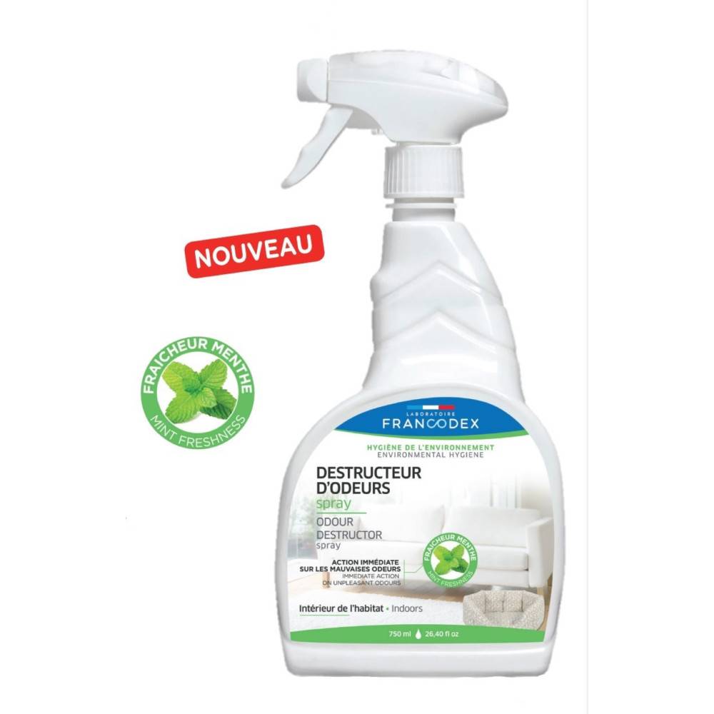 Francodex - Destructeur d'odeur spray 750 ml  fraicheur menthe pour l'habitat - Imagen 2