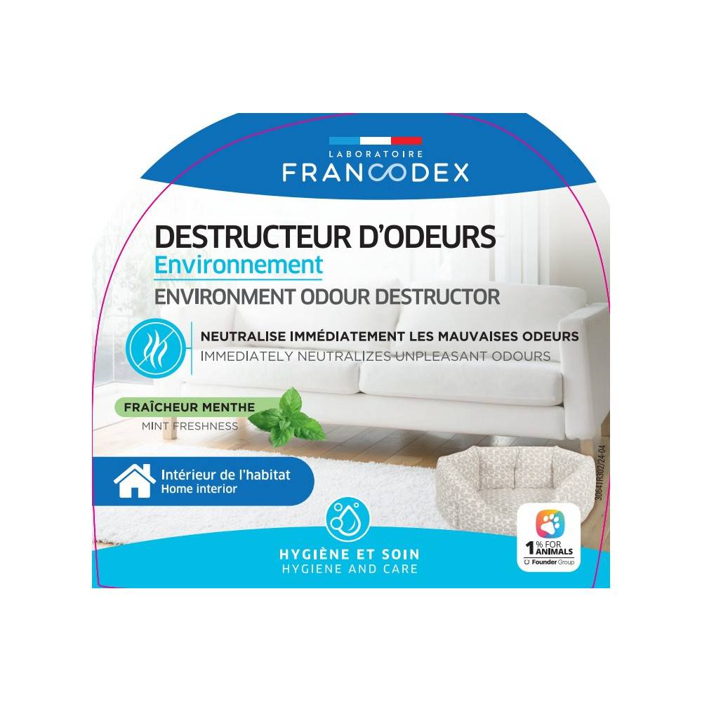 Francodex - Destructeur d'odeur spray 750 ml  fraicheur menthe pour l'habitat - Imagen 4