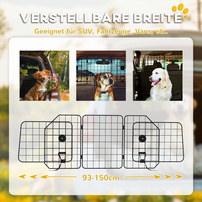 Grille de séparation chien voiture extensible 93-150 x 5 x 42 cm acier noir - PANGIVO - Image 5