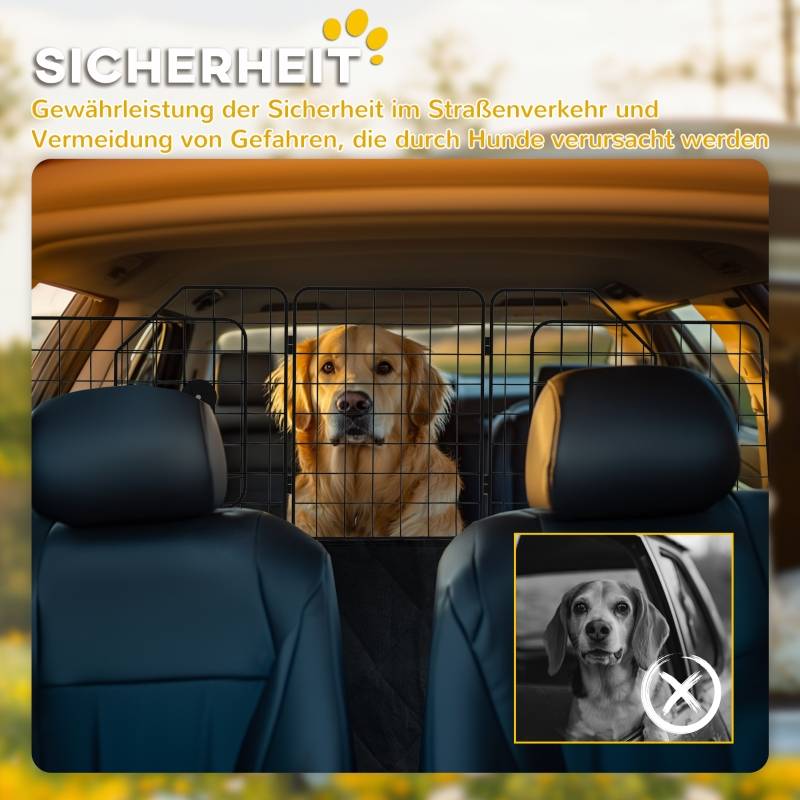 Grille de séparation chien voiture extensible 93-150 x 5 x 42 cm acier noir - PANGIVO - Image 6