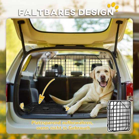 Grille de séparation chien voiture extensible 93-150 x 5 x 42 cm acier noir - PANGIVO - Image 7