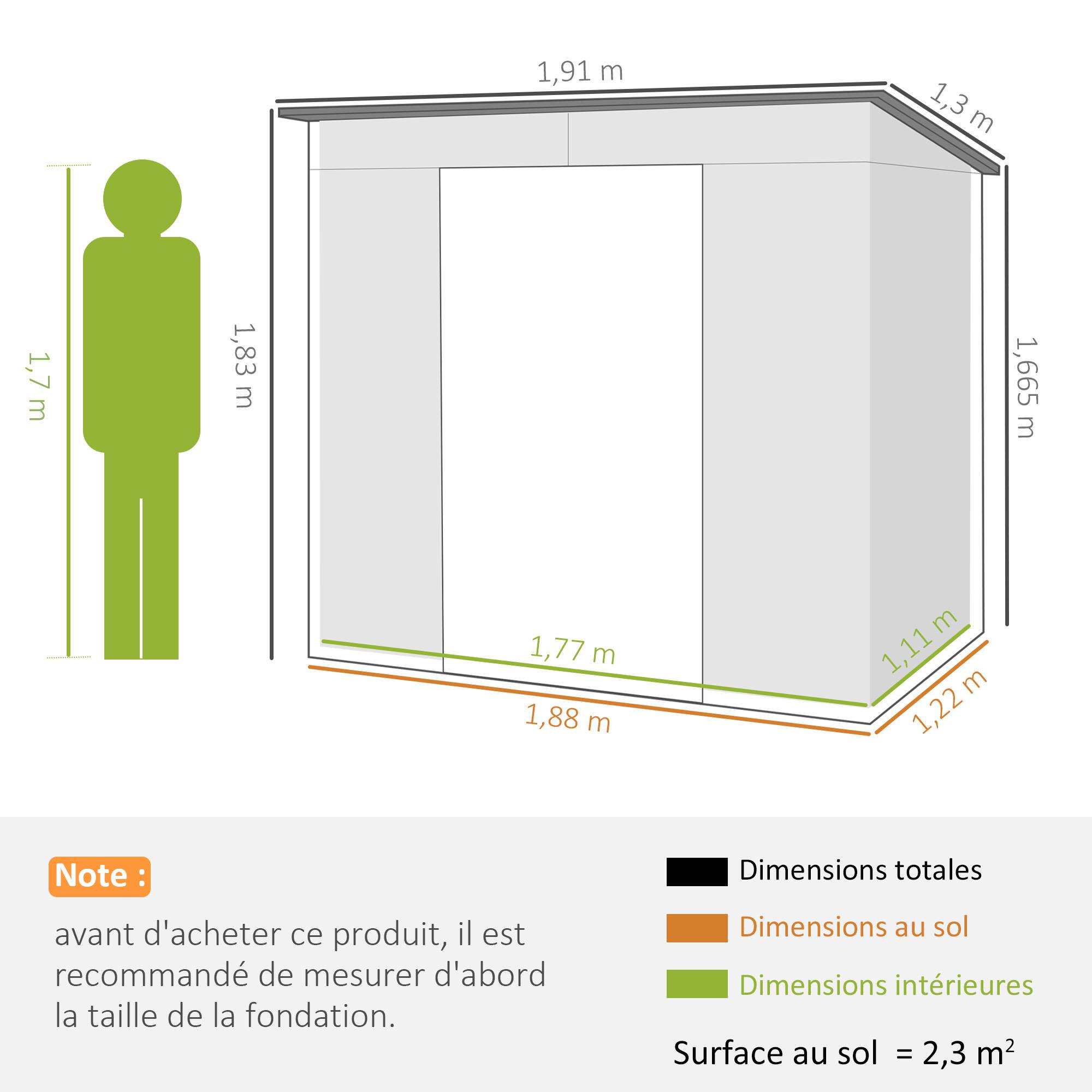 ComfortXL - Abri de jardin acier galvanisé pour outils portes doubles verrouillables 191x130cm gris - ComfortXL Outdoor Living - Image 5