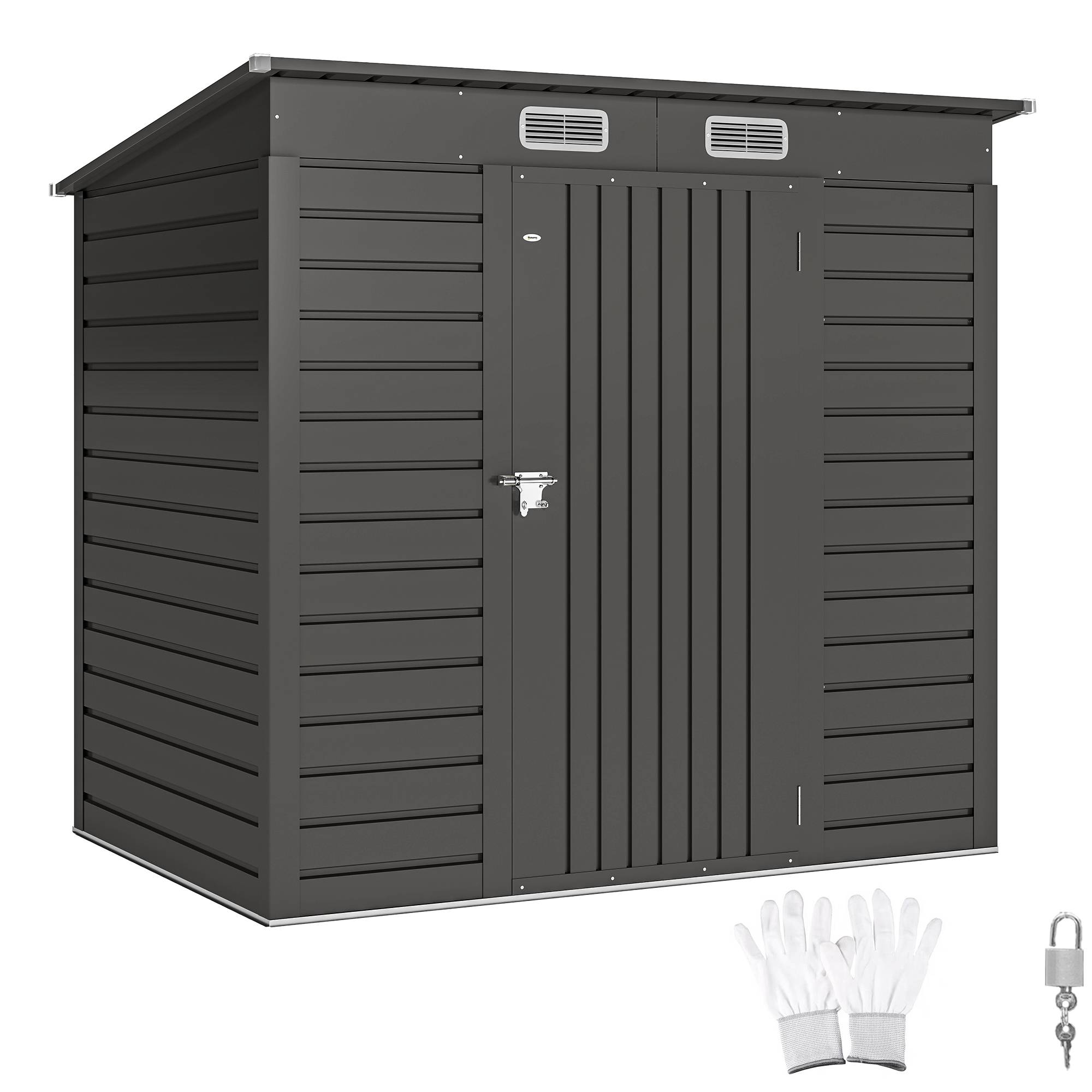 ComfortXL - Abri de jardin acier galvanisé pour outils portes doubles verrouillables 191x130cm gris - ComfortXL Outdoor Living - Image 1