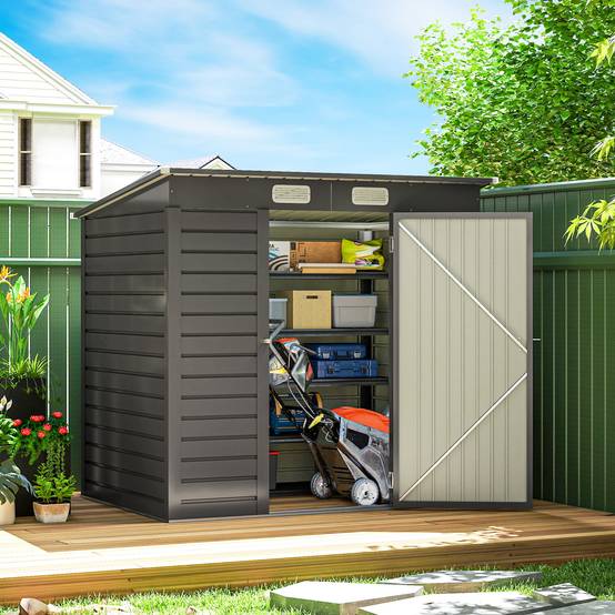 ComfortXL - Abri de jardin acier galvanisé pour outils portes doubles verrouillables 191x130cm gris - ComfortXL Outdoor Living - Image 4