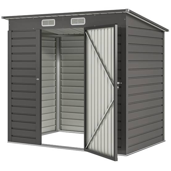 ComfortXL - Abri de jardin acier galvanisé pour outils portes doubles verrouillables 191x130cm gris - ComfortXL Outdoor Living - Image 2