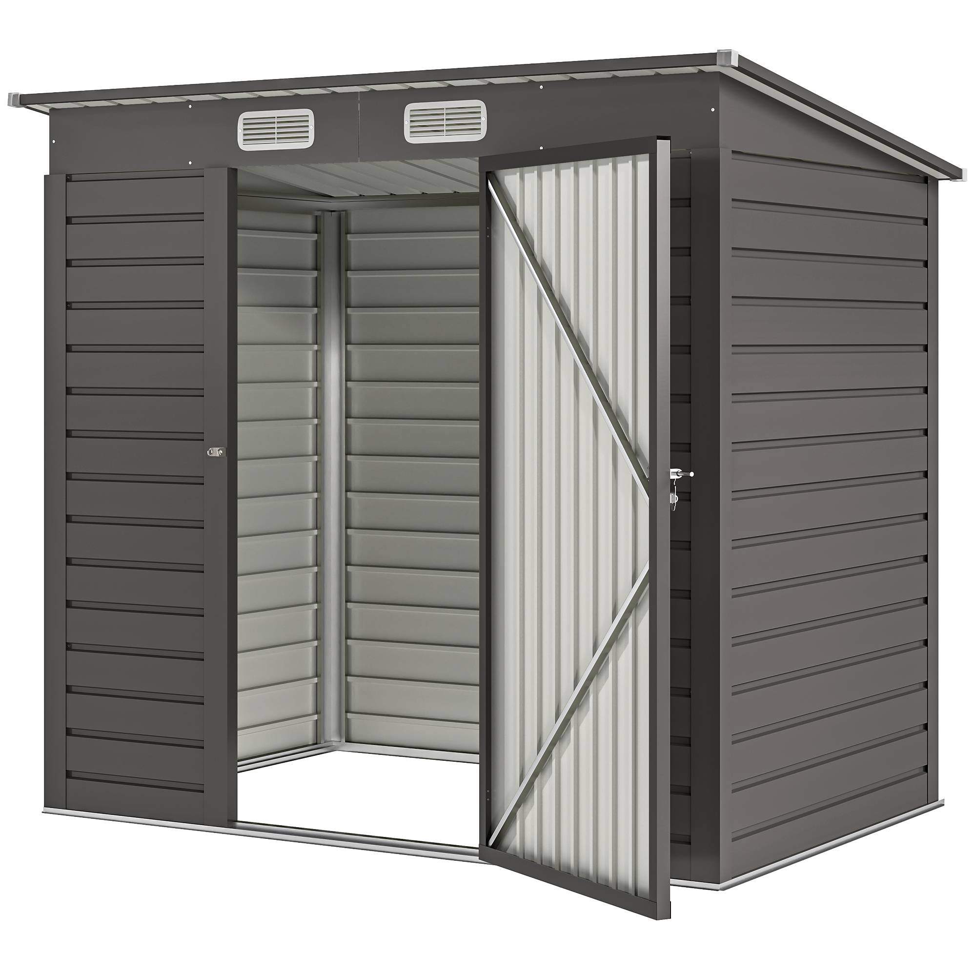 ComfortXL - Abri de jardin acier galvanisé pour outils portes doubles verrouillables 191x130cm gris - ComfortXL Outdoor Living - Image 2