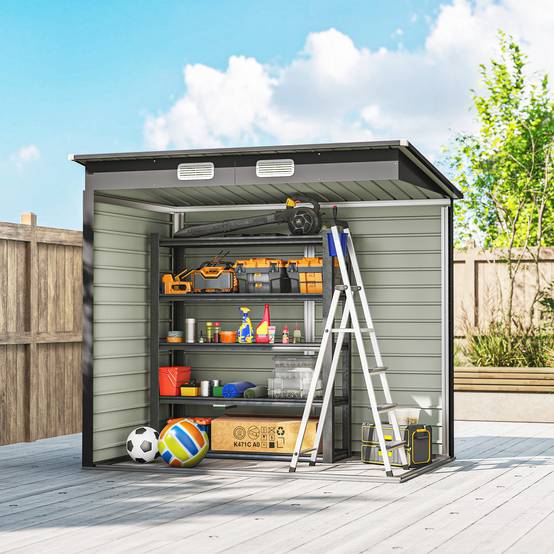 ComfortXL - Abri de jardin acier galvanisé pour outils portes doubles verrouillables 191x130cm gris - ComfortXL Outdoor Living - Image 10