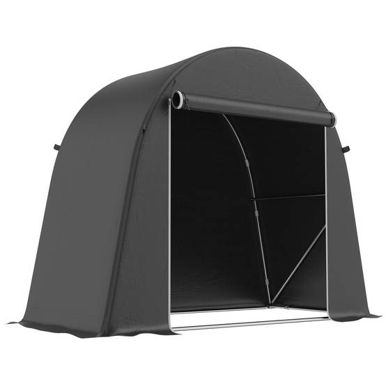 Sans Marque - Abri vélos outils entrée zip PE métal 245x120x200 cm gris foncé - Image 2