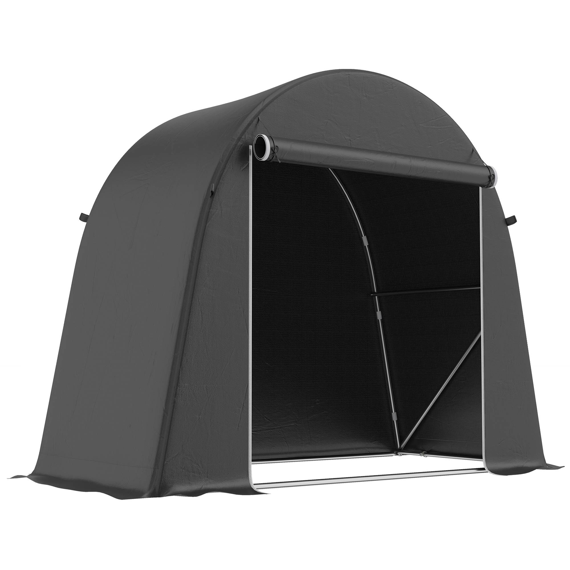Sans Marque - Abri vélos outils entrée zip PE métal 245x120x200 cm gris foncé - Image 2
