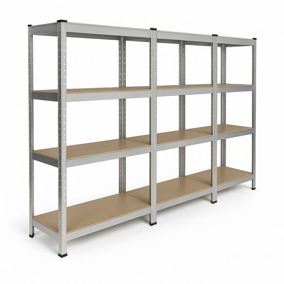 Triple étagère charges lourdes - 2M10 de long -12 plateaux - 210 X 150 - 40 cm - Gris - EURO VANADIUM - Image 1