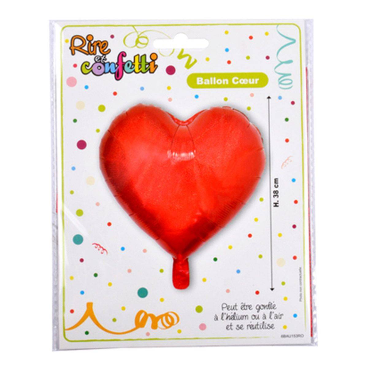 Ballon Gonflable Métallisé "Cœur" 38cm Rouge - Image 2