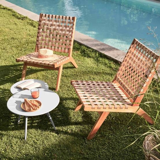 Oviala - Table basse de jardin ronde en métal blanc 50 cm Palavas - Oviala - Image 2