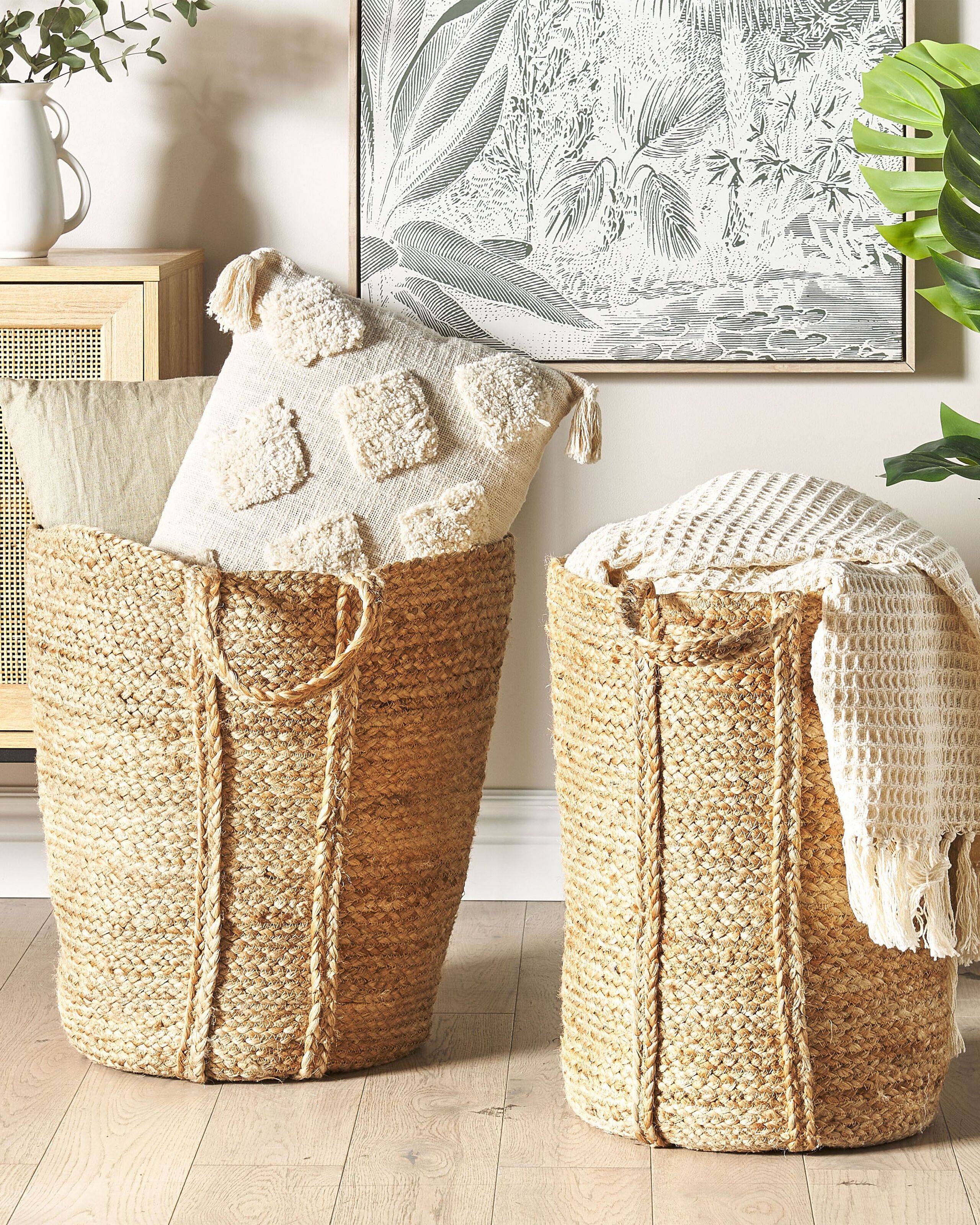 Beliani - Paniers Naturel en Jute 50 cm Ronds Faits Main Rangement Intérieur pour Linge Facile à Entretenir Lot de 2 - Imagen 2