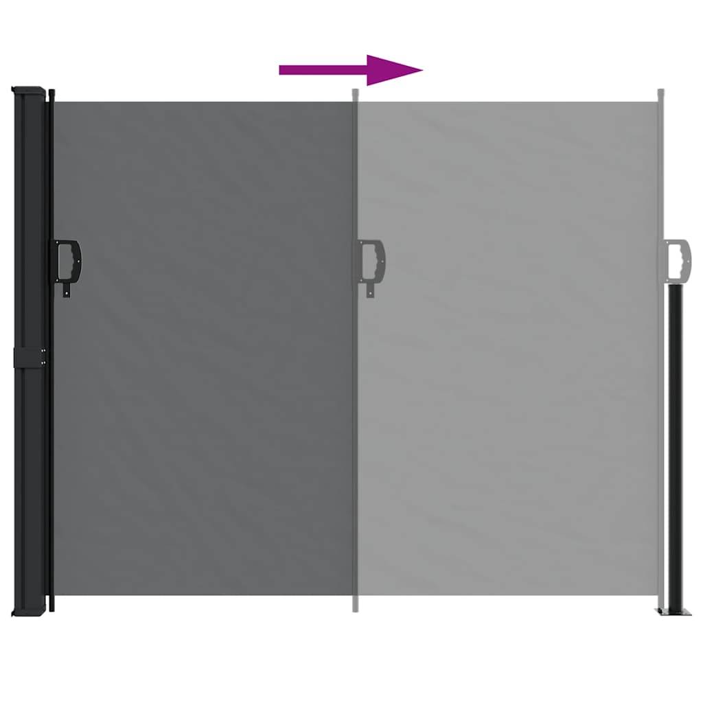 Auvent latéral rétractable polyester et acier noir 500 x 160 cm - PANGIVO - Image 5