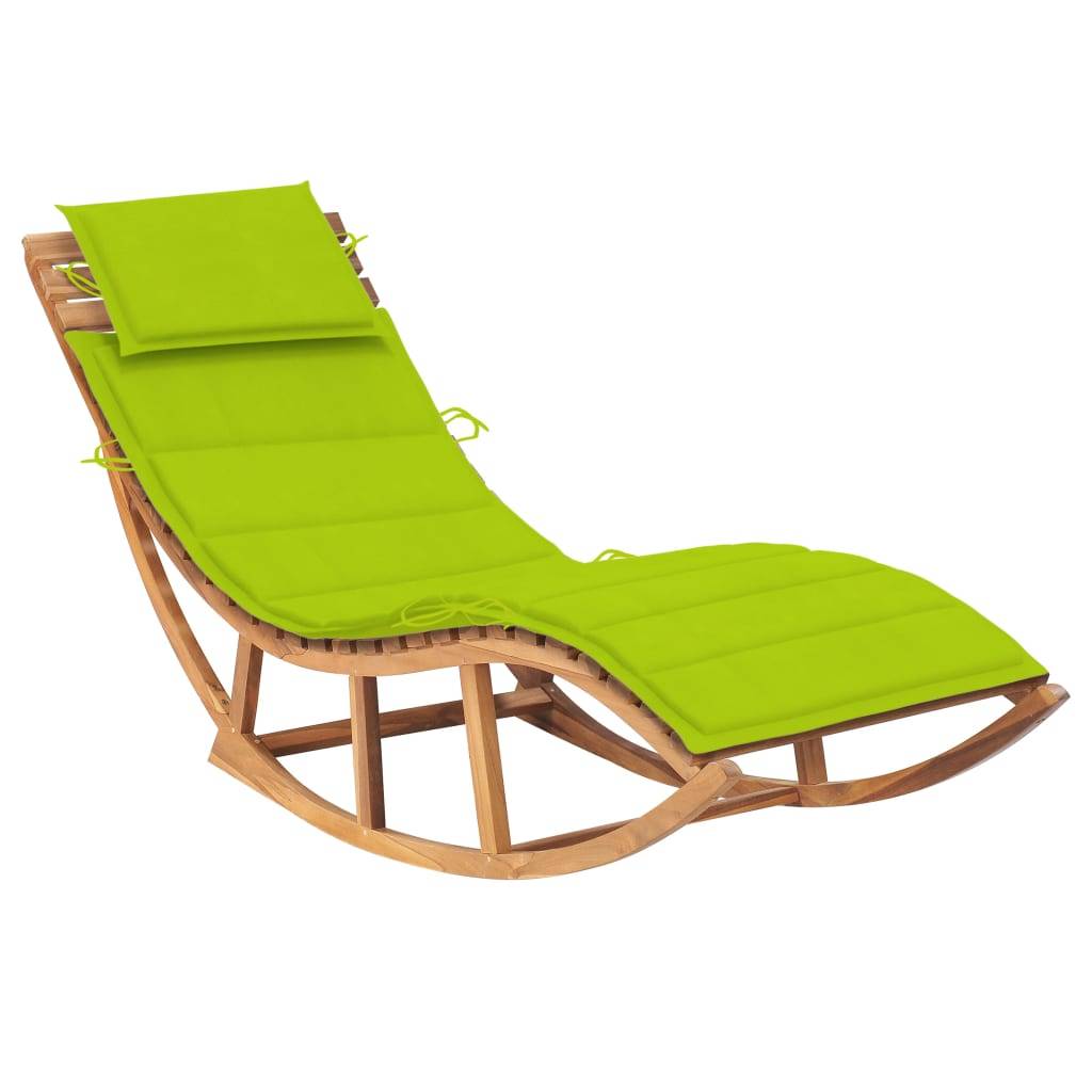 Helloshop26 - Transat chaise longue bain de soleil lit de jardin terrasse meuble d'extérieur à bascule avec coussin bois de teck solide - Imagen 1