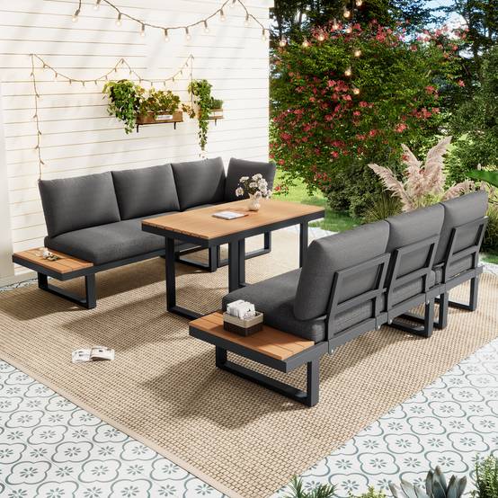 ComfortXL - Salon de jardin modulable en acier terrasse dossier inclinable gris et noir - ComfortXL Outdoor Living - Image 10