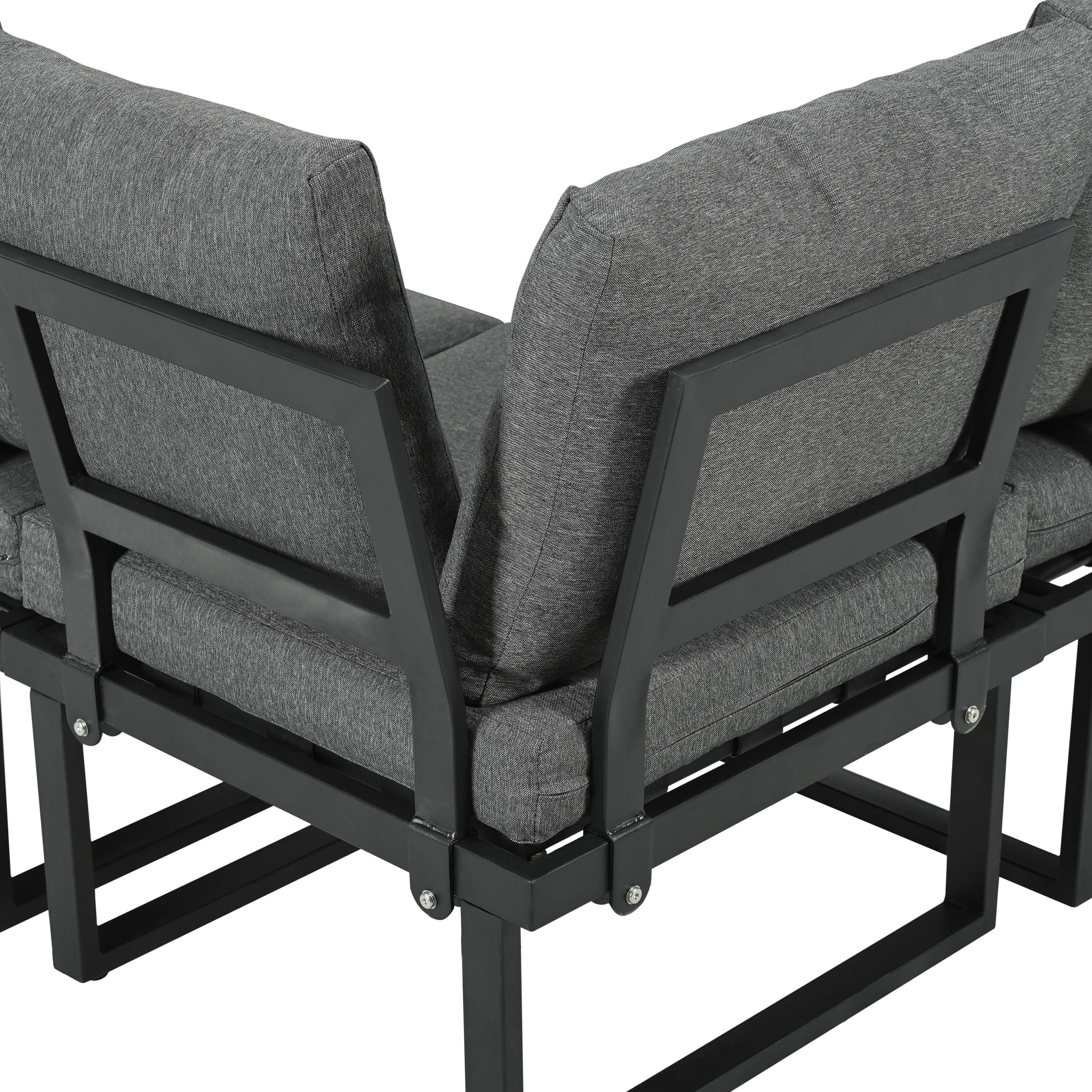 ComfortXL - Salon de jardin modulable en acier terrasse dossier inclinable gris et noir - ComfortXL Outdoor Living - Image 9