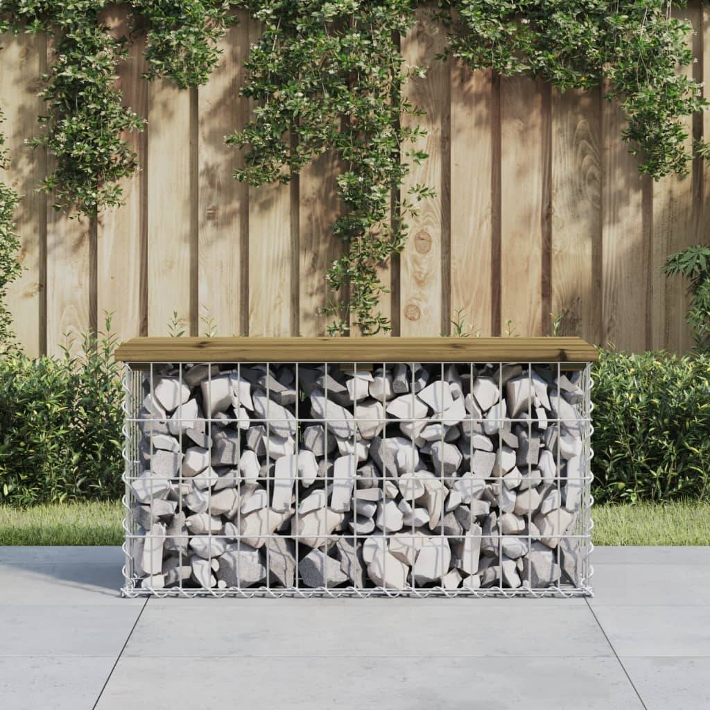Maison Chic - Banc de jardin - Banc d'extérieur - Banquette design gabion 83x31,5x42 cm bois de pin imprégné - Imagen 2