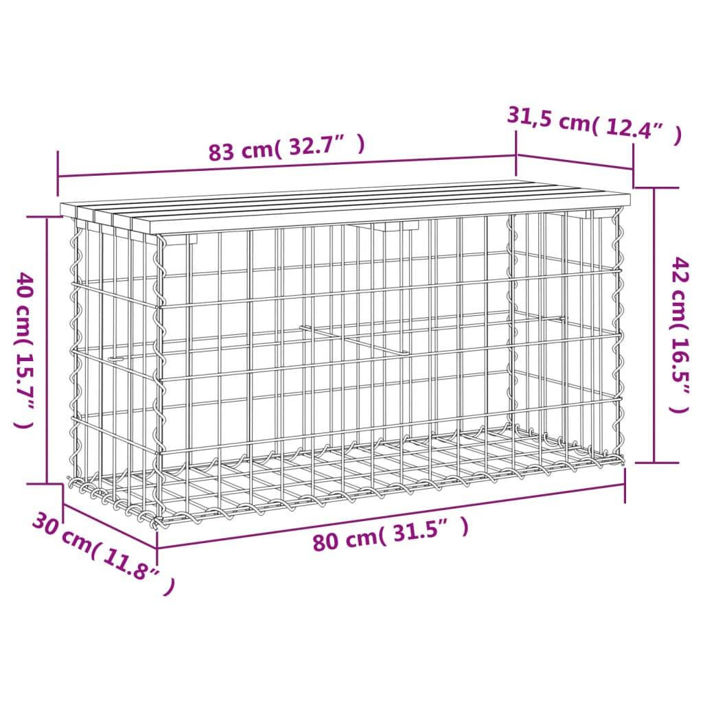 Maison Chic - Banc de jardin - Banc d'extérieur - Banquette design gabion 83x31,5x42 cm bois de pin imprégné - Imagen 8