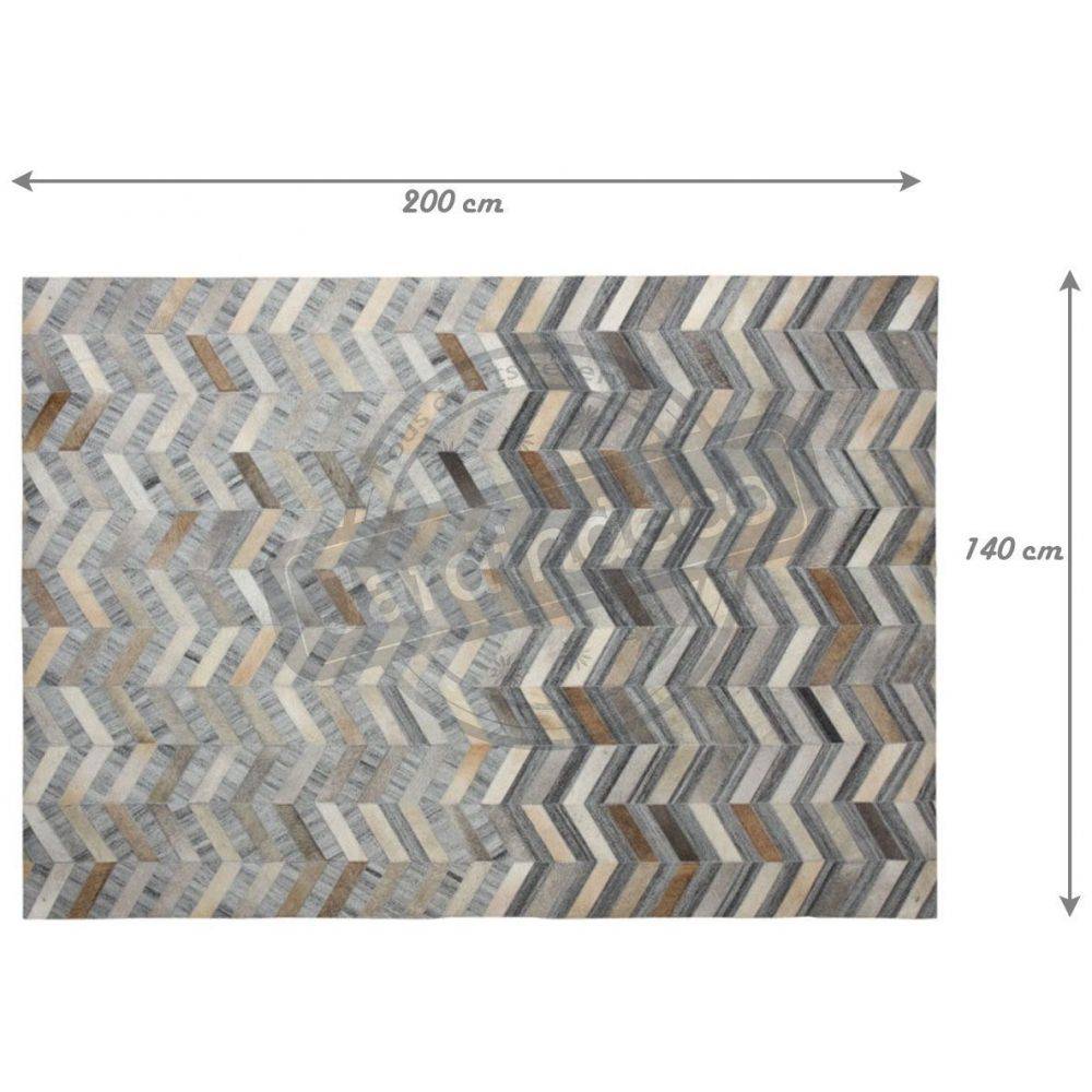 Aubry Gaspard - Tapis en peau de vache véritable Géométrique Gris - Imagen 2