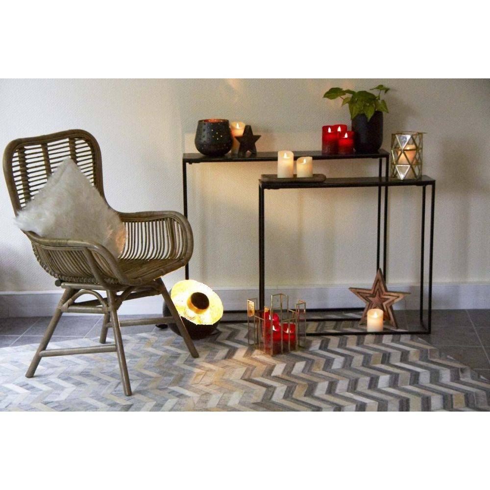 Aubry Gaspard - Tapis en peau de vache véritable Géométrique Gris - Imagen 3
