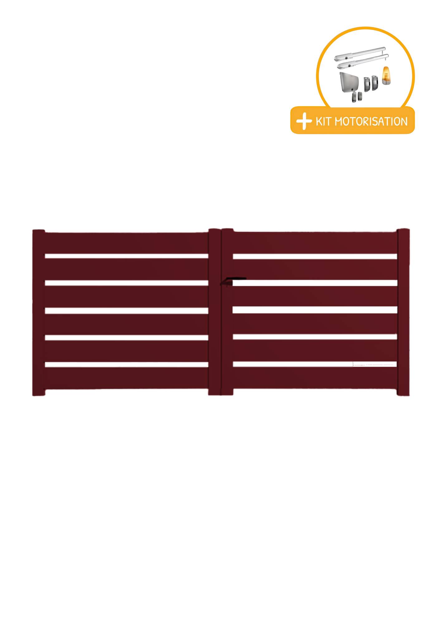 Portail Packit - Portail alu battant SAH en kit +MOT dim. L.3000 (entre piliers) X H.1500 mmMOT SGS Essential (vérins)  Rouge (RAL 3004) - Imagen 2