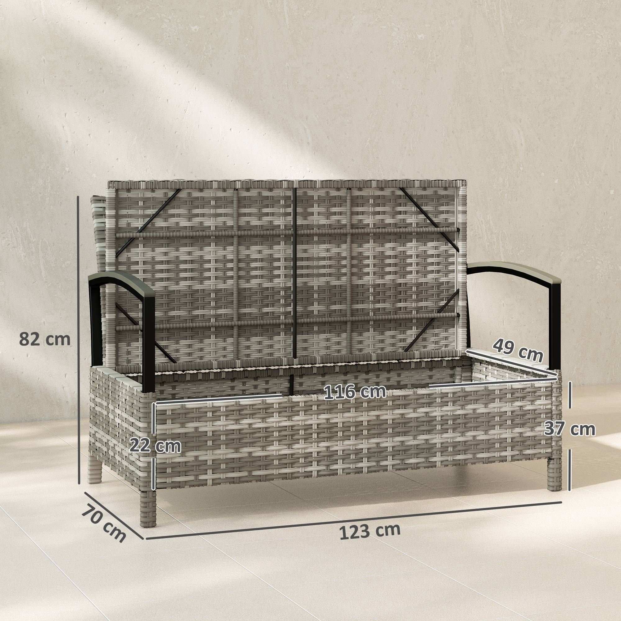 Banc de jardin coffre résine tressée gris foncé 123 x 70 x 82 cm - PANGIVO - Image 5