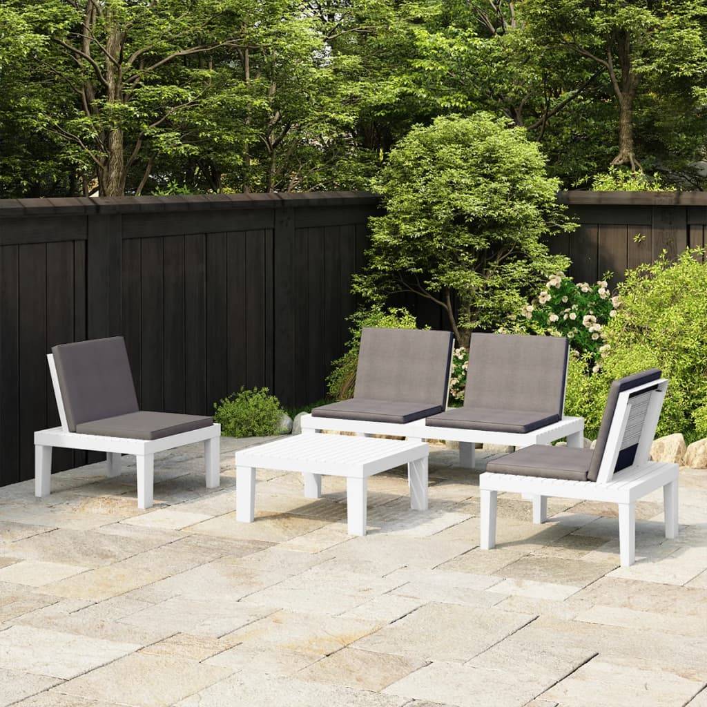 ComfortXL - Salon de jardin 4p Plastique avec Coussins pour Terrasse Balcon Blanc – ComfortXL Outdoor Living - Image 1