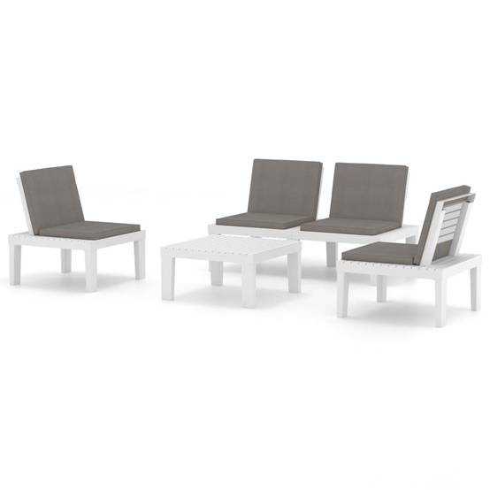 ComfortXL - Salon de jardin 4p Plastique avec Coussins pour Terrasse Balcon Blanc – ComfortXL Outdoor Living - Image 2