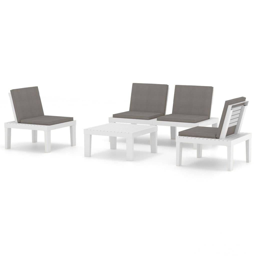 ComfortXL - Salon de jardin 4p Plastique avec Coussins pour Terrasse Balcon Blanc – ComfortXL Outdoor Living - Image 2