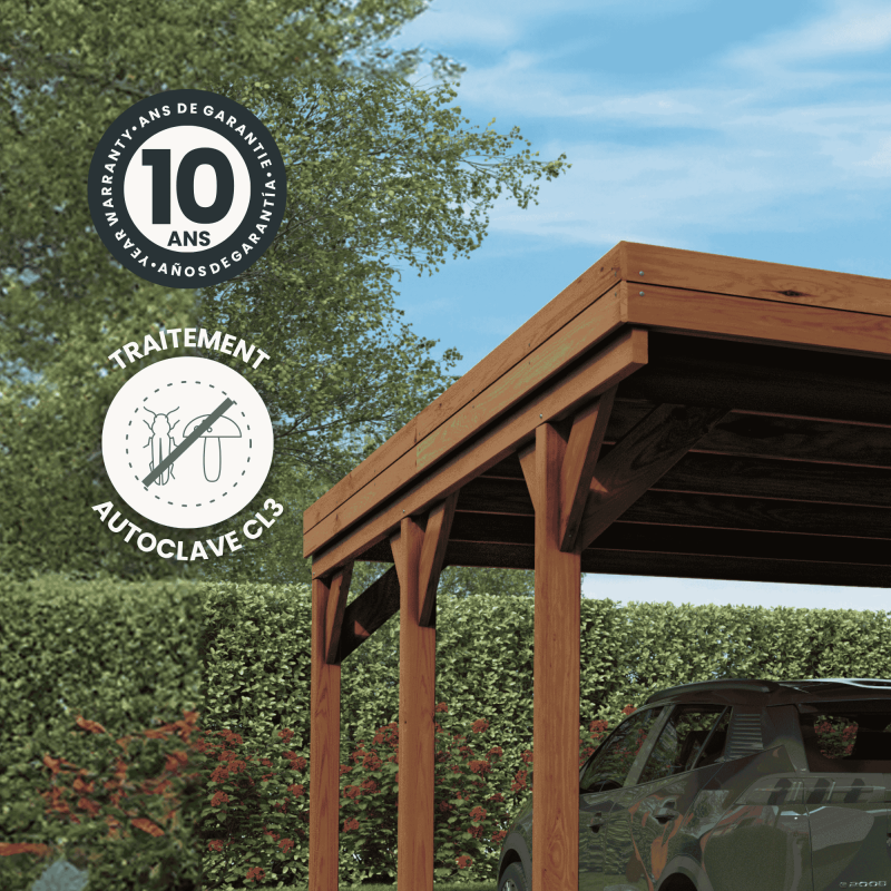 Cerland - Carport adossable double bois 30,9 m² avec supports en H - Image 3