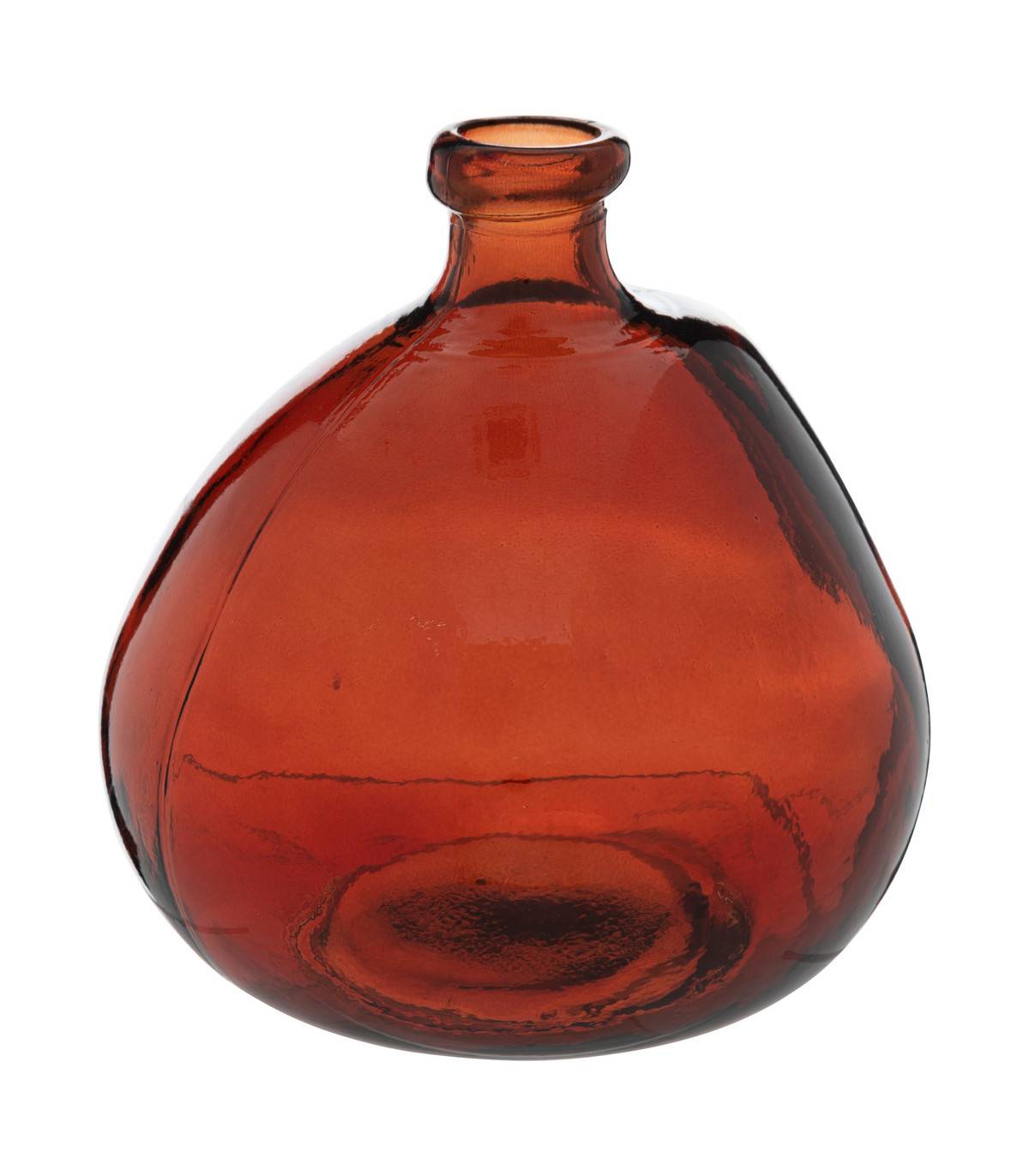 Vase rond en verre recyclé Rouge Ambre D 20 x H 23 cm - Imagen 1