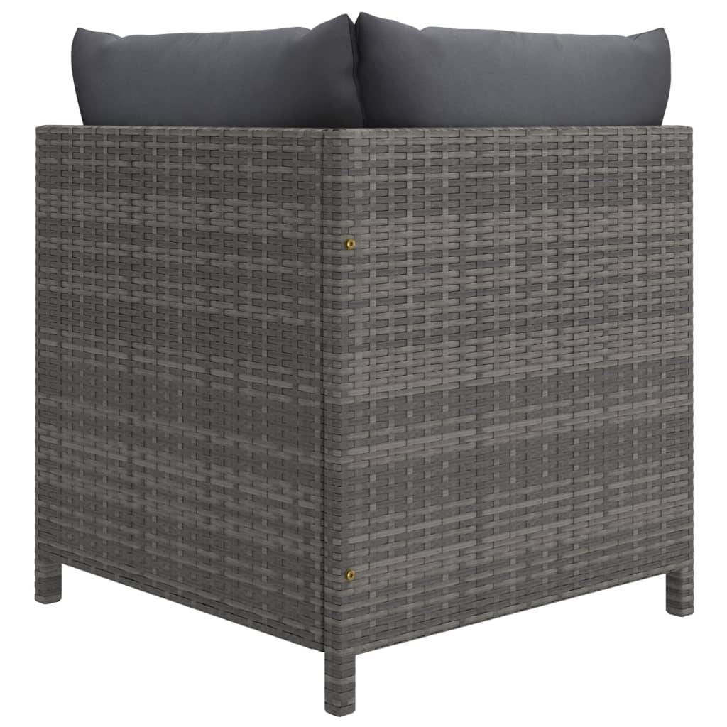 Helloshop26 - Salon de jardin meuble d'extérieur ensemble de mobilier 5 pièces avec coussins résine tressée gris - Imagen 4