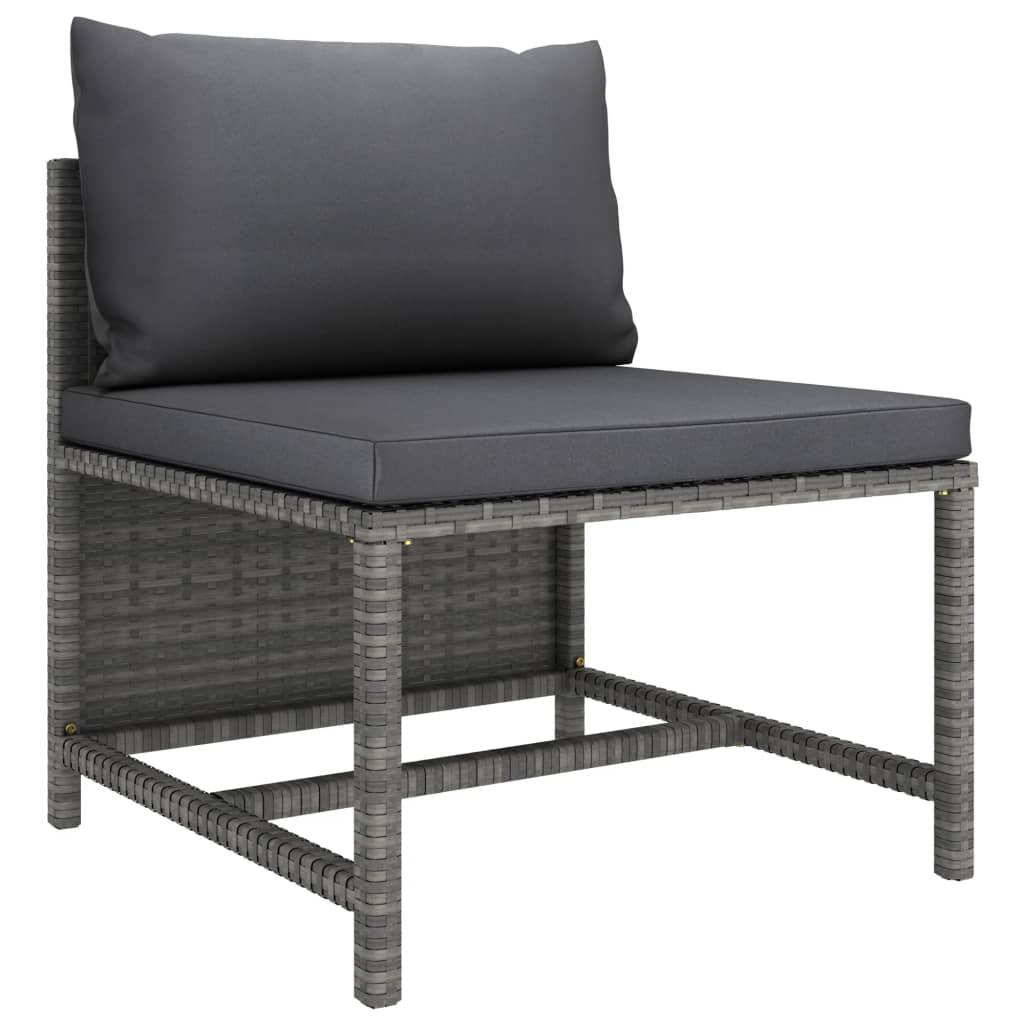 Helloshop26 - Salon de jardin meuble d'extérieur ensemble de mobilier 5 pièces avec coussins résine tressée gris - Imagen 5