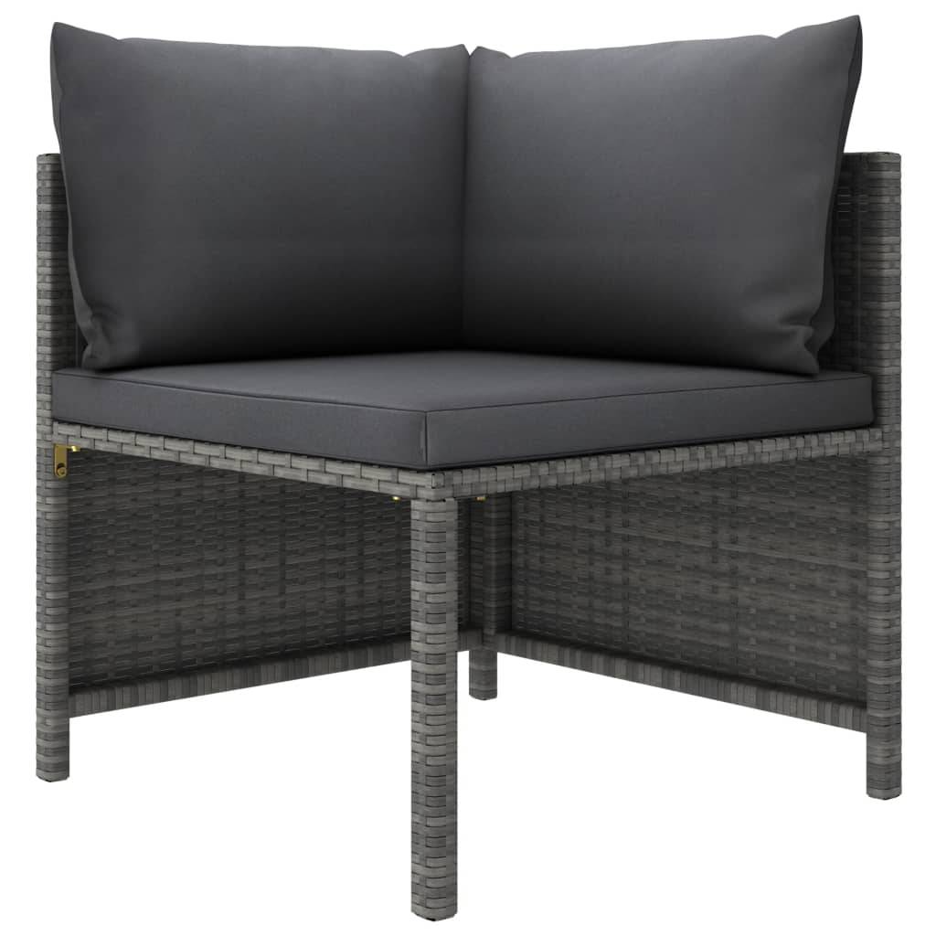 Helloshop26 - Salon de jardin meuble d'extérieur ensemble de mobilier 5 pièces avec coussins résine tressée gris - Imagen 2