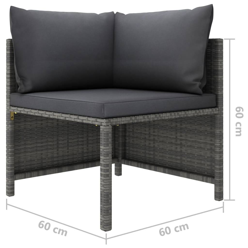Helloshop26 - Salon de jardin meuble d'extérieur ensemble de mobilier 5 pièces avec coussins résine tressée gris - Imagen 8