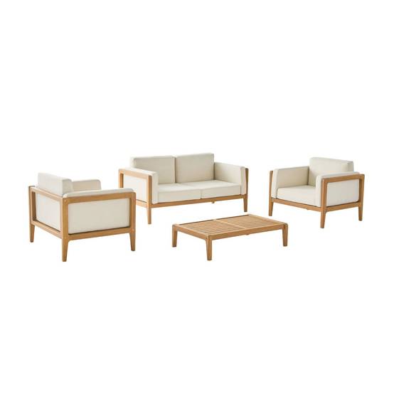 sweeek - Salon de jardin bois d'acacia 4 places naturel - Oruni | sweeek - Image 2
