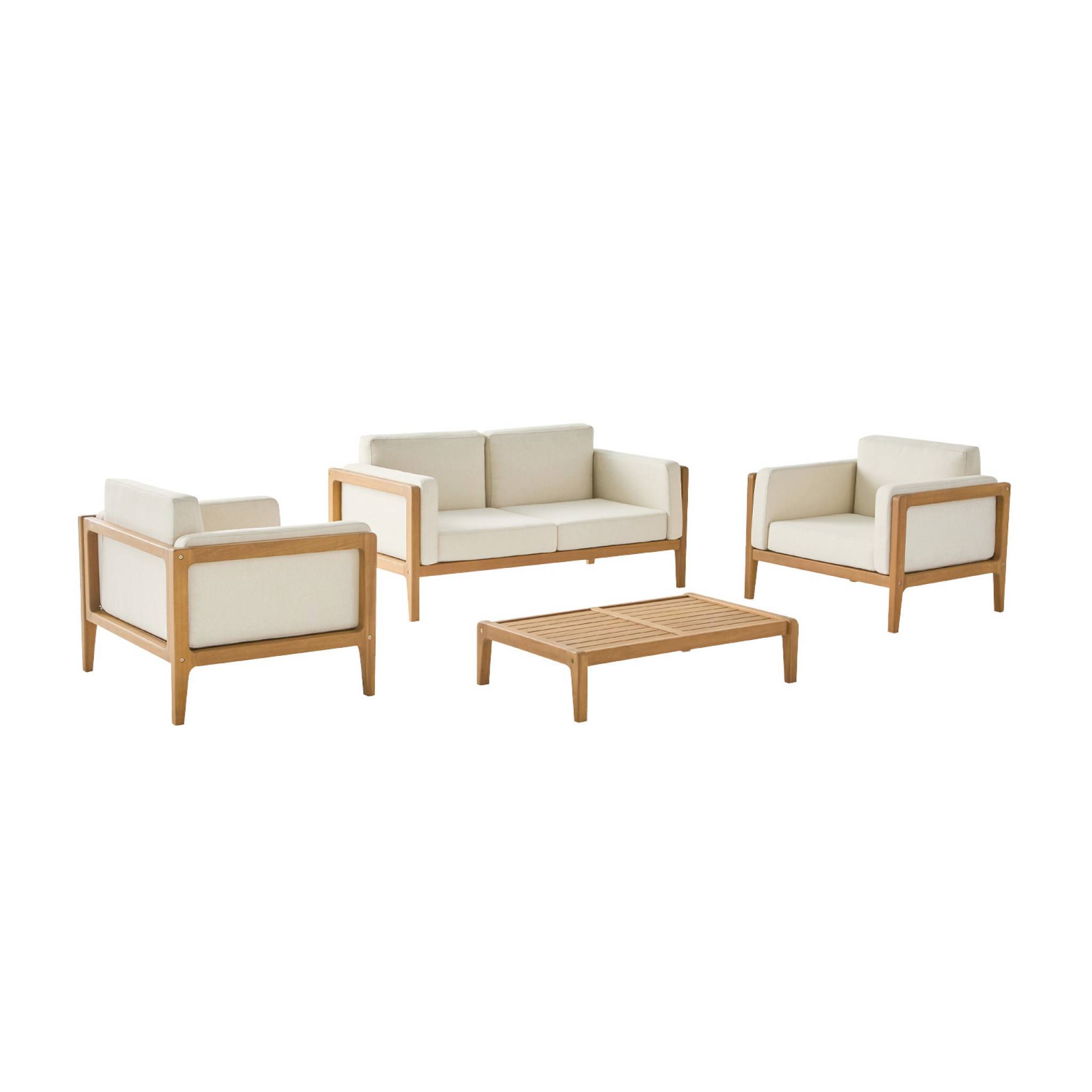 sweeek - Salon de jardin bois d'acacia 4 places naturel - Oruni | sweeek - Image 2