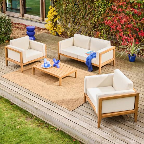 sweeek - Salon de jardin bois d'acacia 4 places naturel - Oruni | sweeek - Image 3