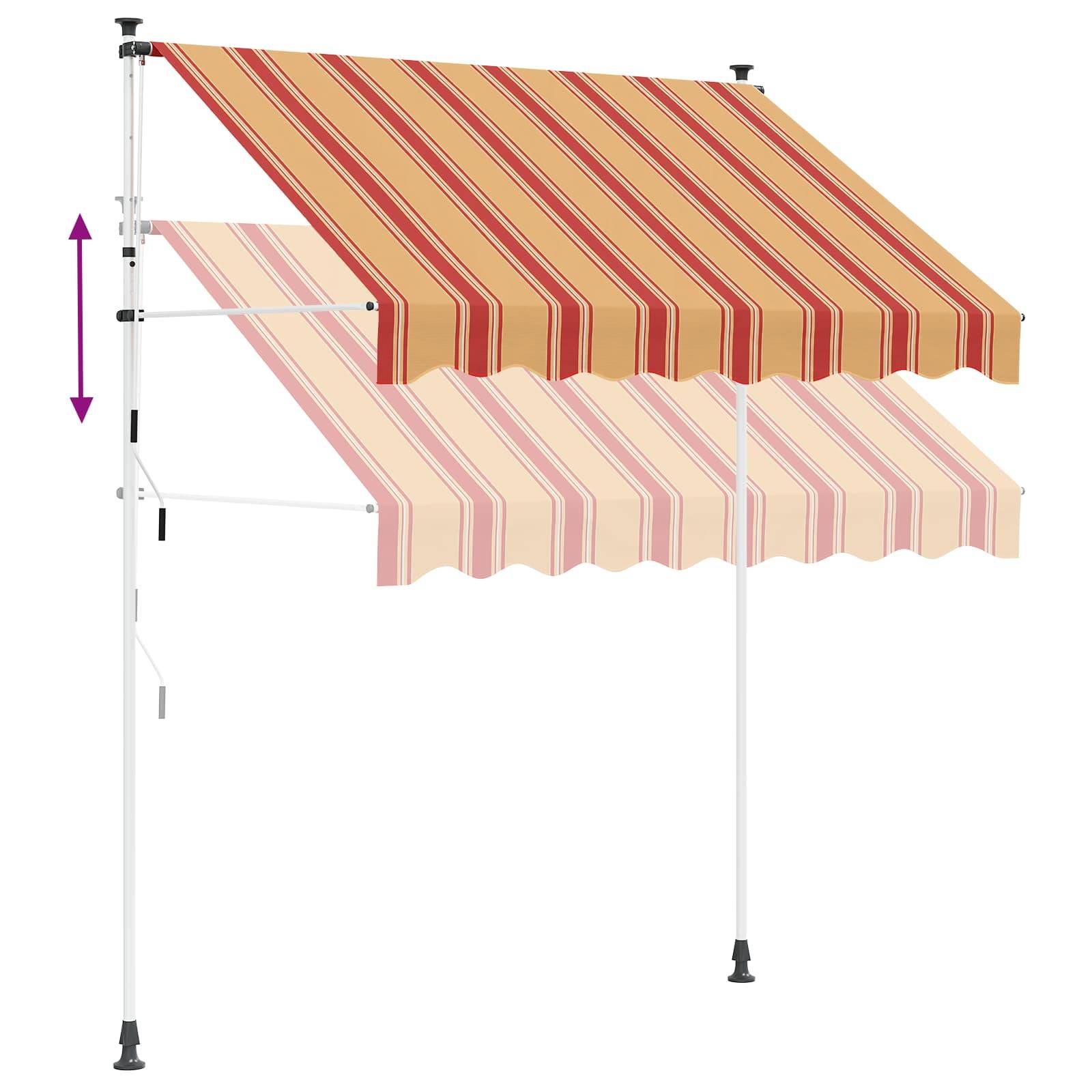 ComfortXL - Store banne rétractable manuel polyester PU jardin terrasse ombrage Gris clair 400cm - ComfortXL Outdoor Living - Image 5
