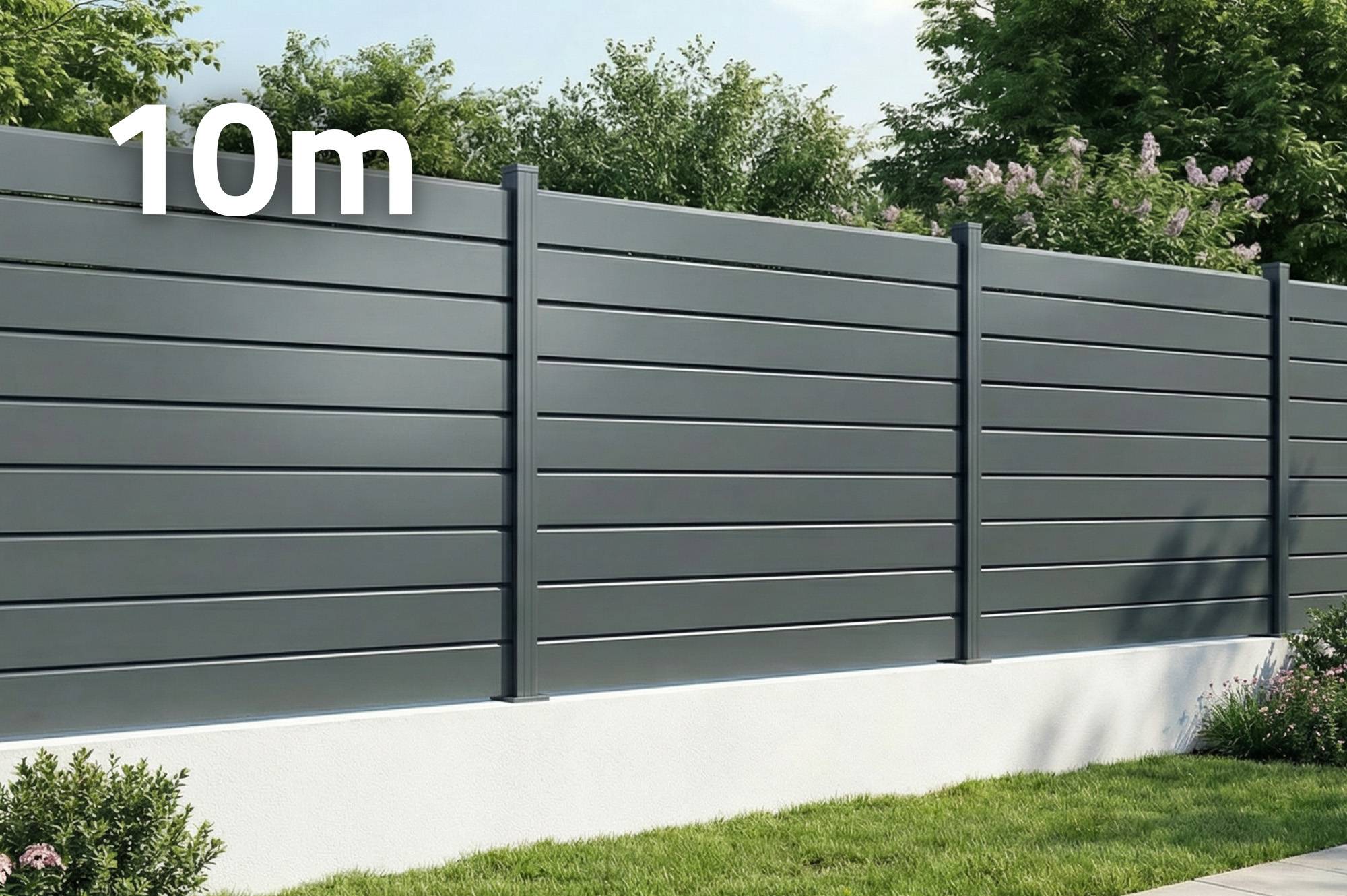 Casanoov Clôture Aluminium Persienne 10m VANO H.150  cm gris - Image 1
