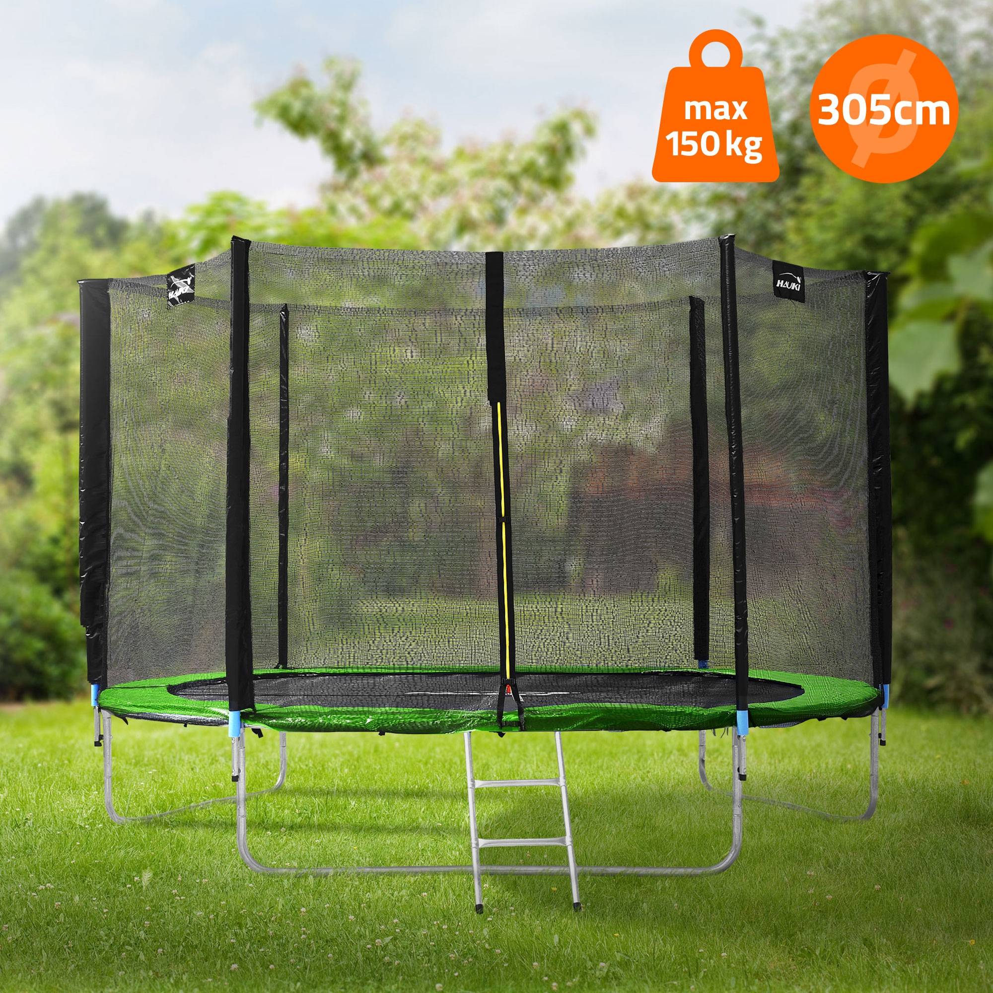 Trampoline de jardin avec filet de sécurité et échelle set complet vert Ø 305 cm - Imagen 2