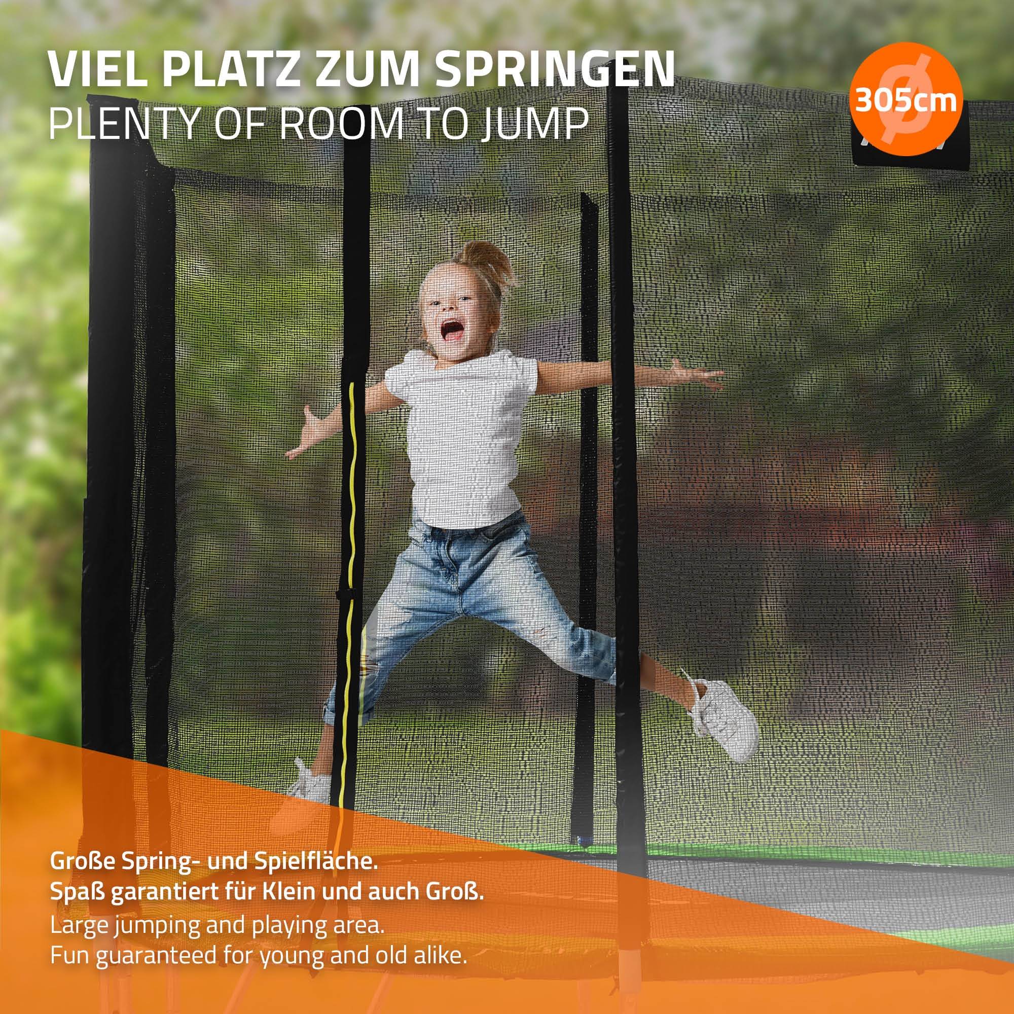 Trampoline de jardin avec filet de sécurité et échelle set complet vert Ø 305 cm - Imagen 6