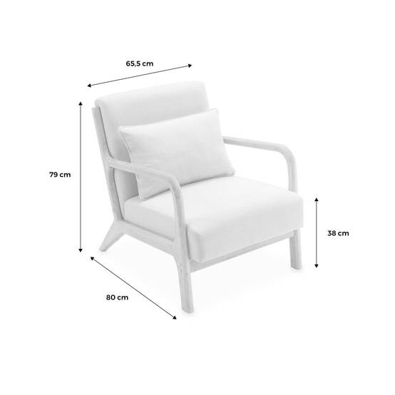 sweeek - Fauteuil design en bois et tissu. 1 place droit fixe. pieds compas scandinave. structure en bois solide. assise confortable. gris foncé | sweeek - Image 3
