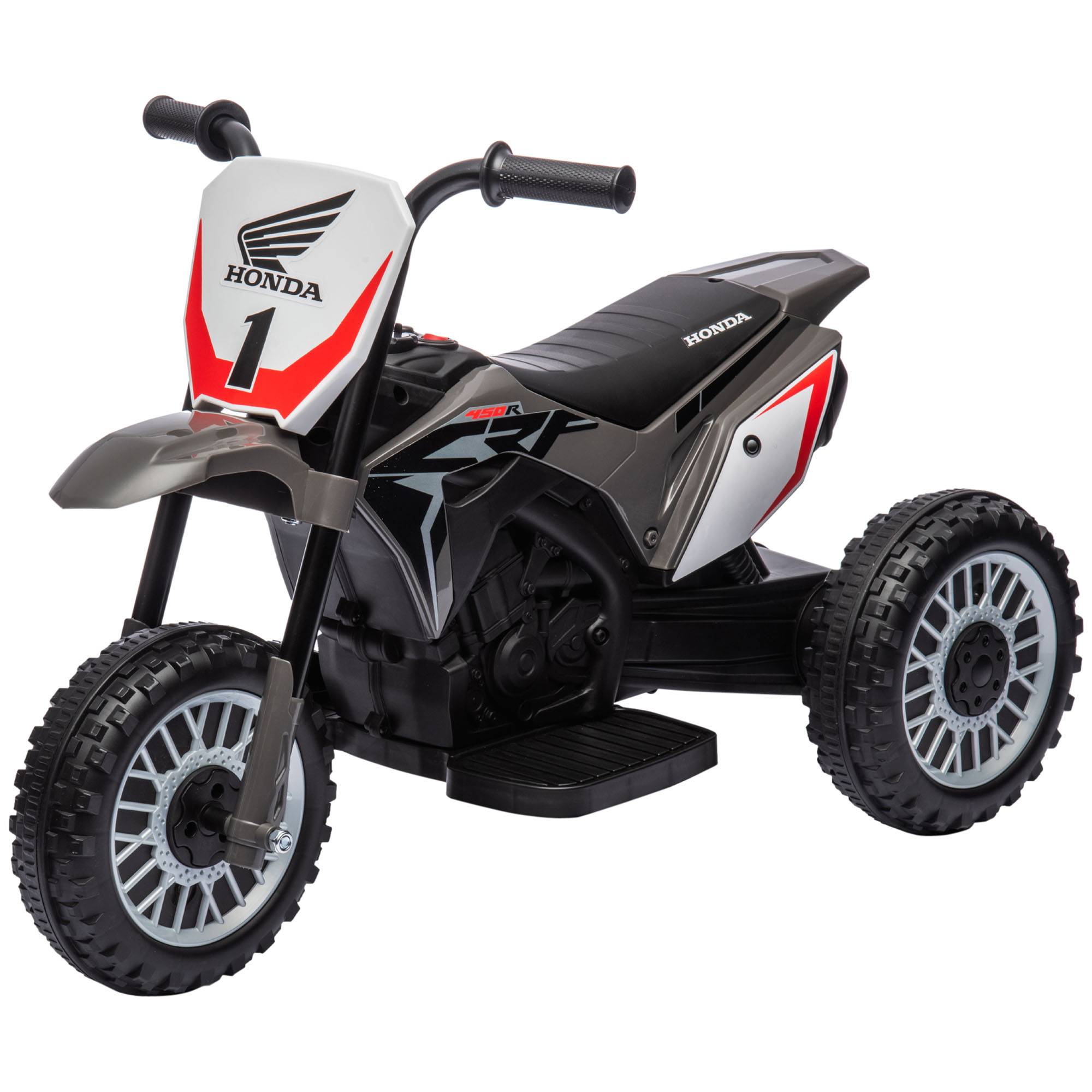Moto cross éléctrique pour enfant licence Honda CRF450RL 3 roues batterie 6V enfants 18-36 mois gris - Image 2