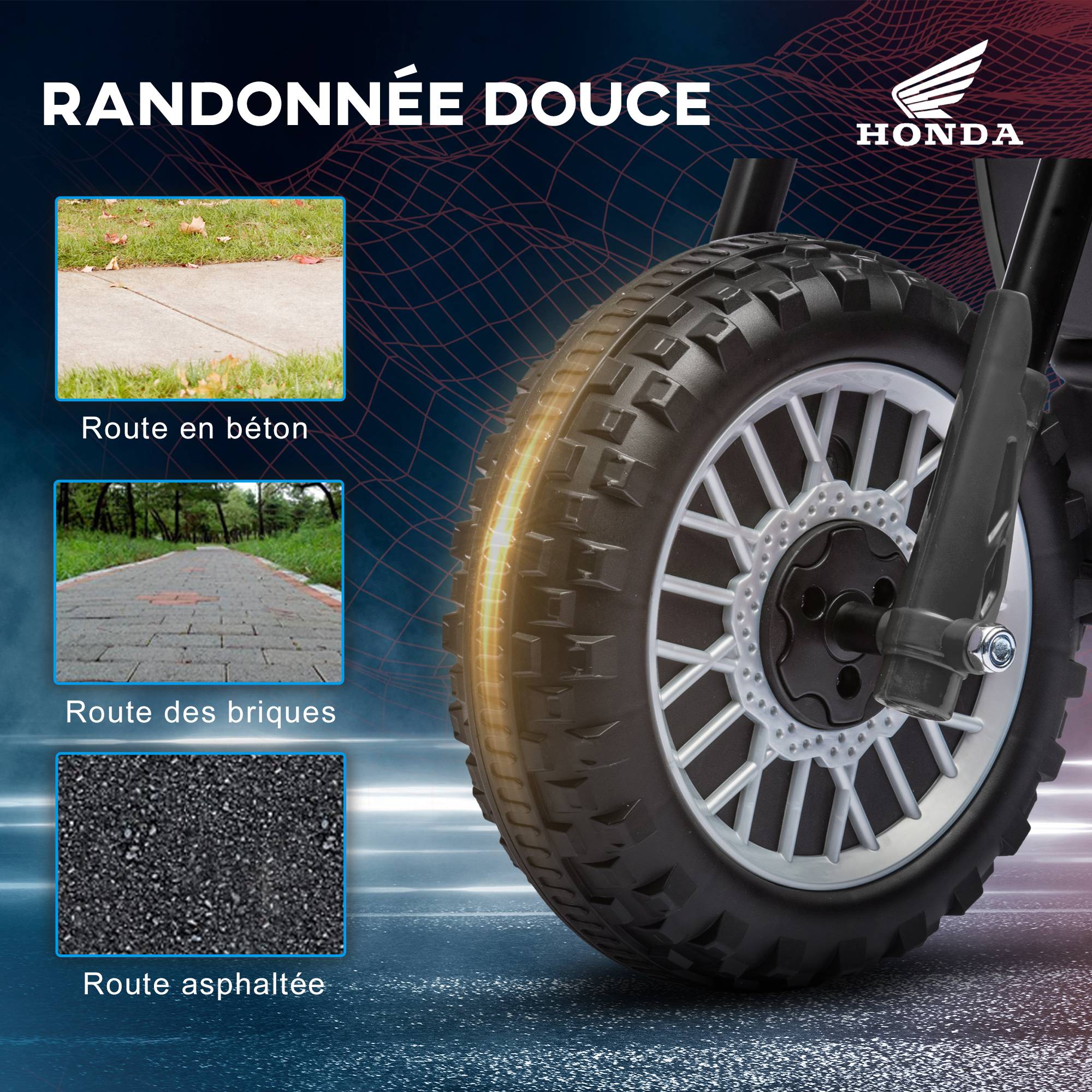 Moto cross éléctrique pour enfant licence Honda CRF450RL 3 roues batterie 6V enfants 18-36 mois gris - Image 8