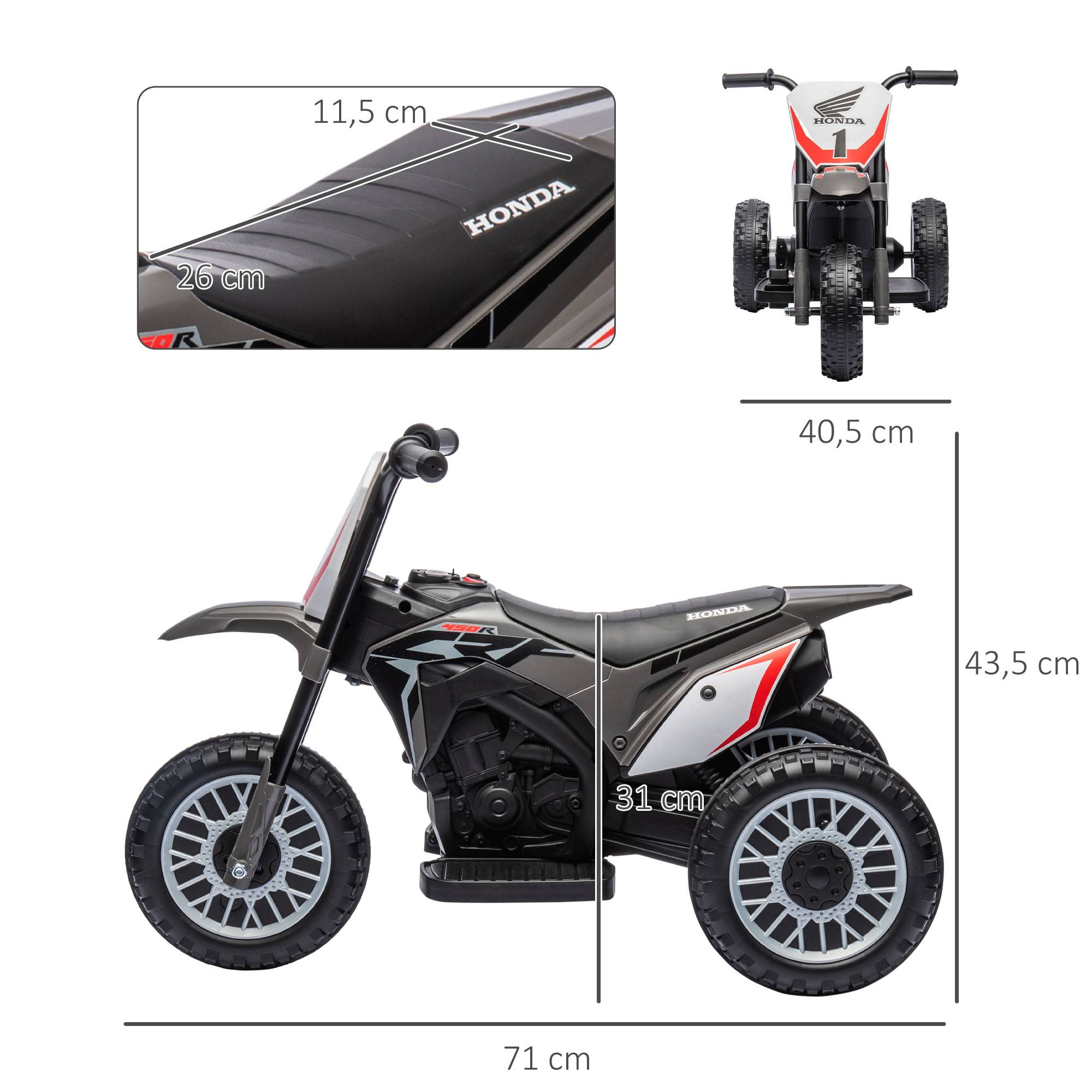 Moto cross éléctrique pour enfant licence Honda CRF450RL 3 roues batterie 6V enfants 18-36 mois gris - Image 5